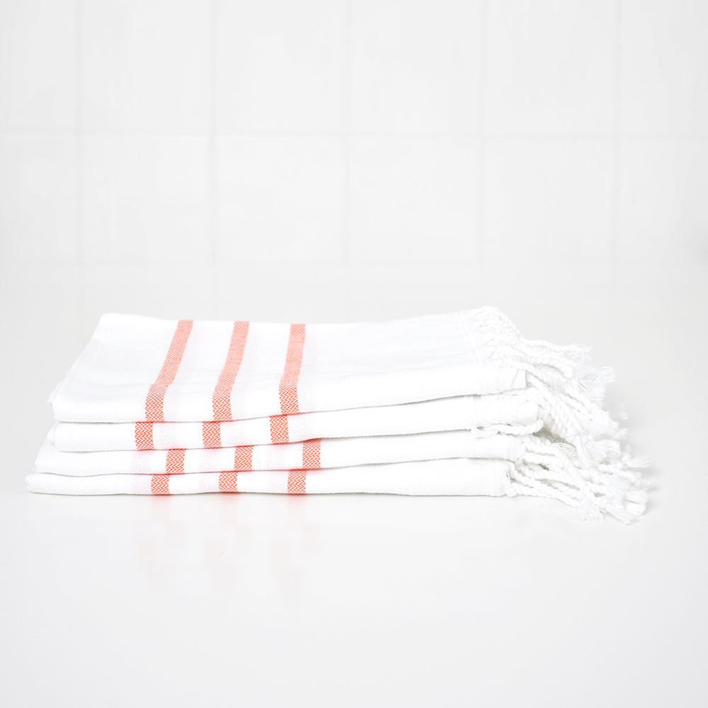 White with Coral Hand Towel – Antiochia Collection