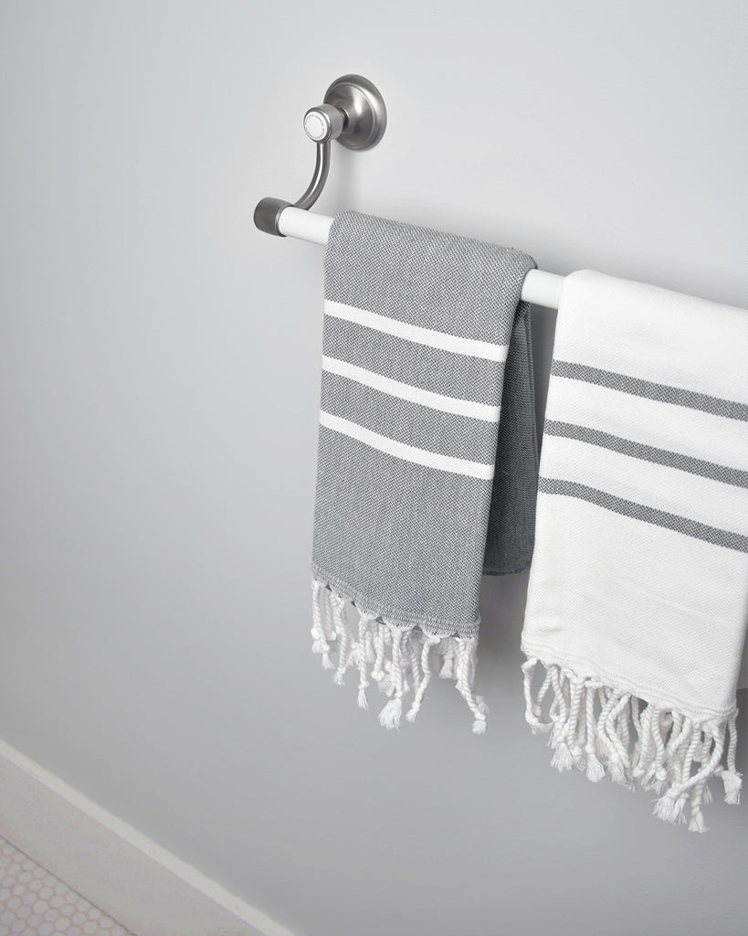 White with Grey Hand Towel – Antiochia Collection