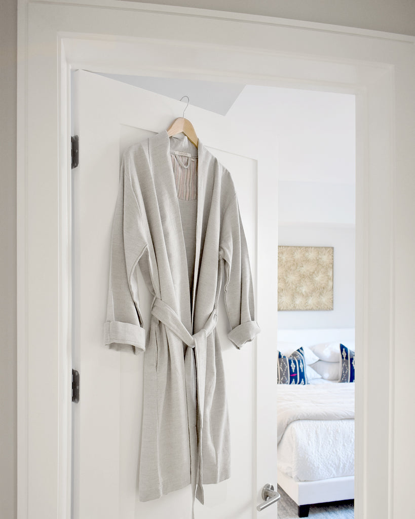 Wool/Cotton Blend Robe – Light Grey