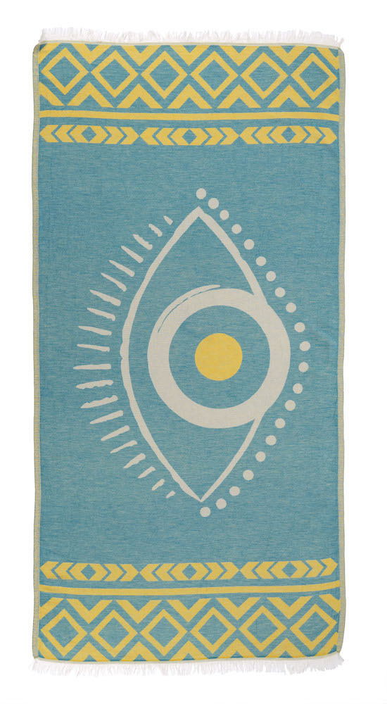 Teal & Yellow Beach Towel – Astra Flat Weave