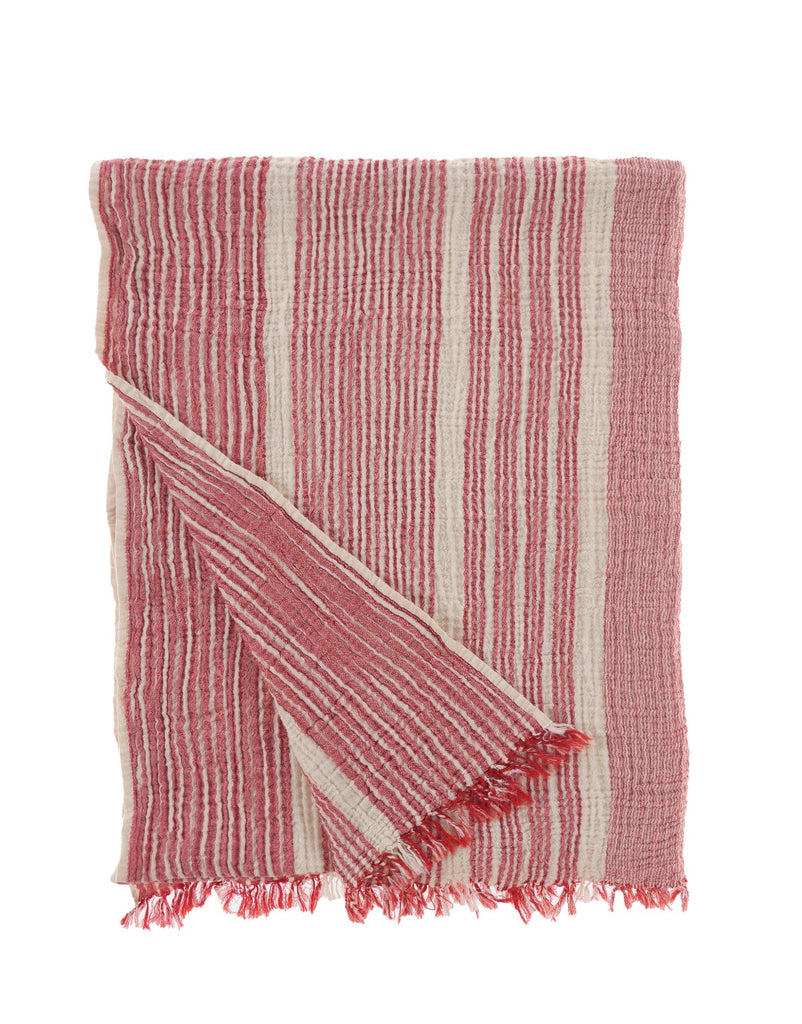 Muslin Cotton Throw – Striped Red