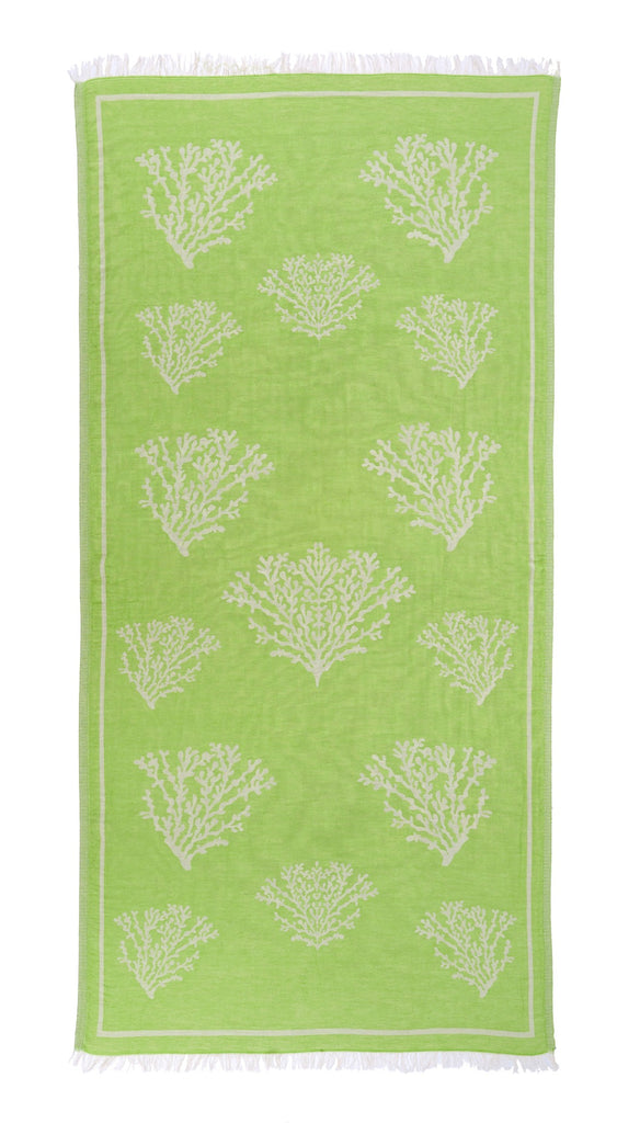 Lime Green Beach Towel – Coral Flat Weave