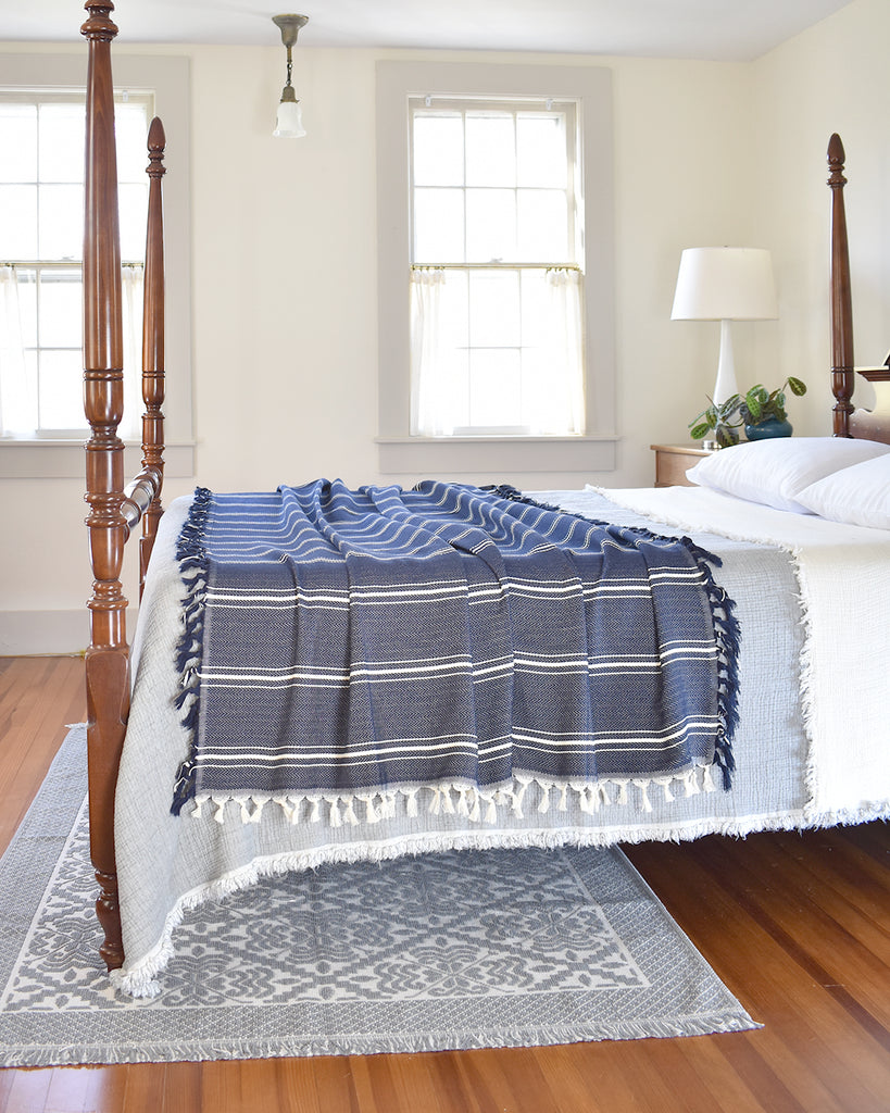 Luna Cotton Throw - Navy