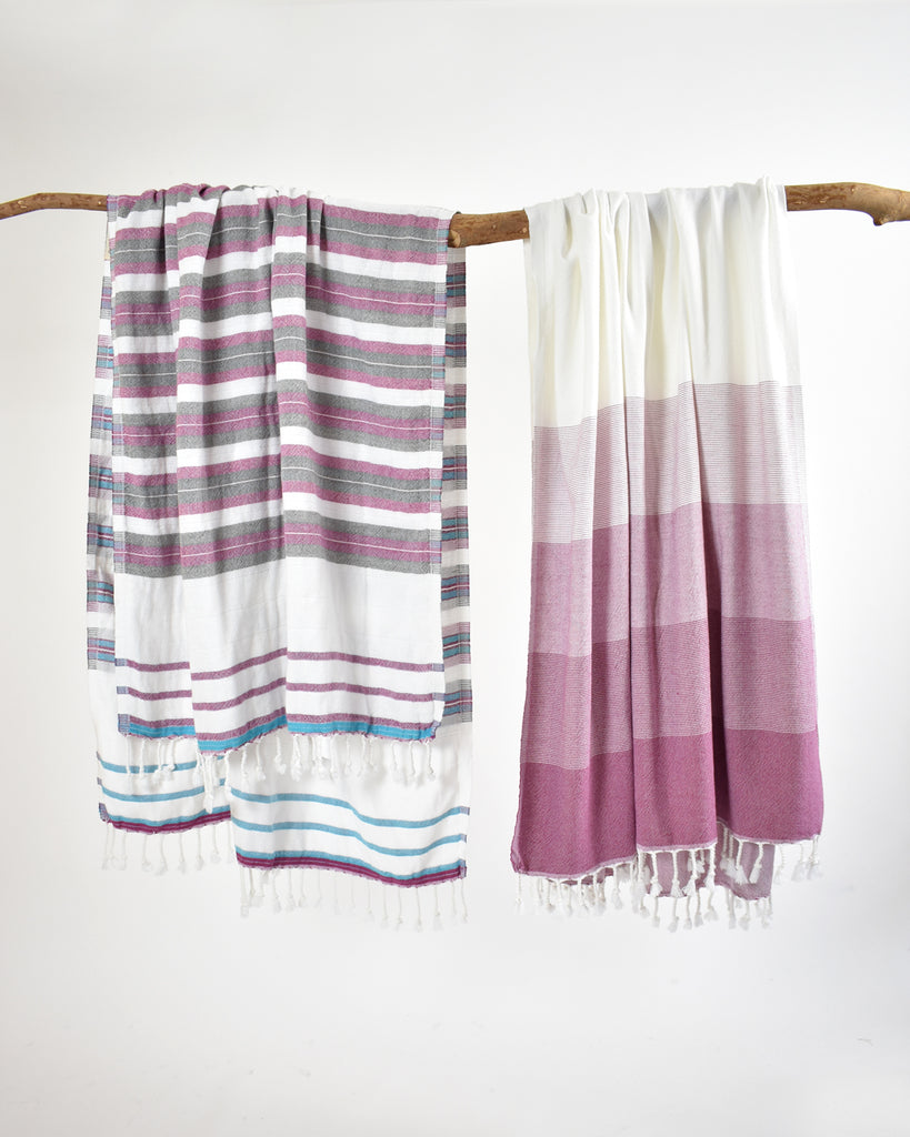 Purple & Grey Bath Towel – Muson Collection