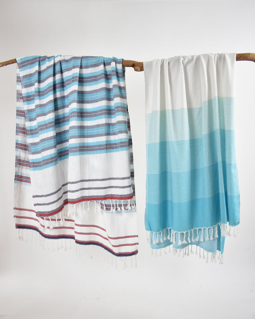 Turquoise & Navy Bath Towel – Muson Collection