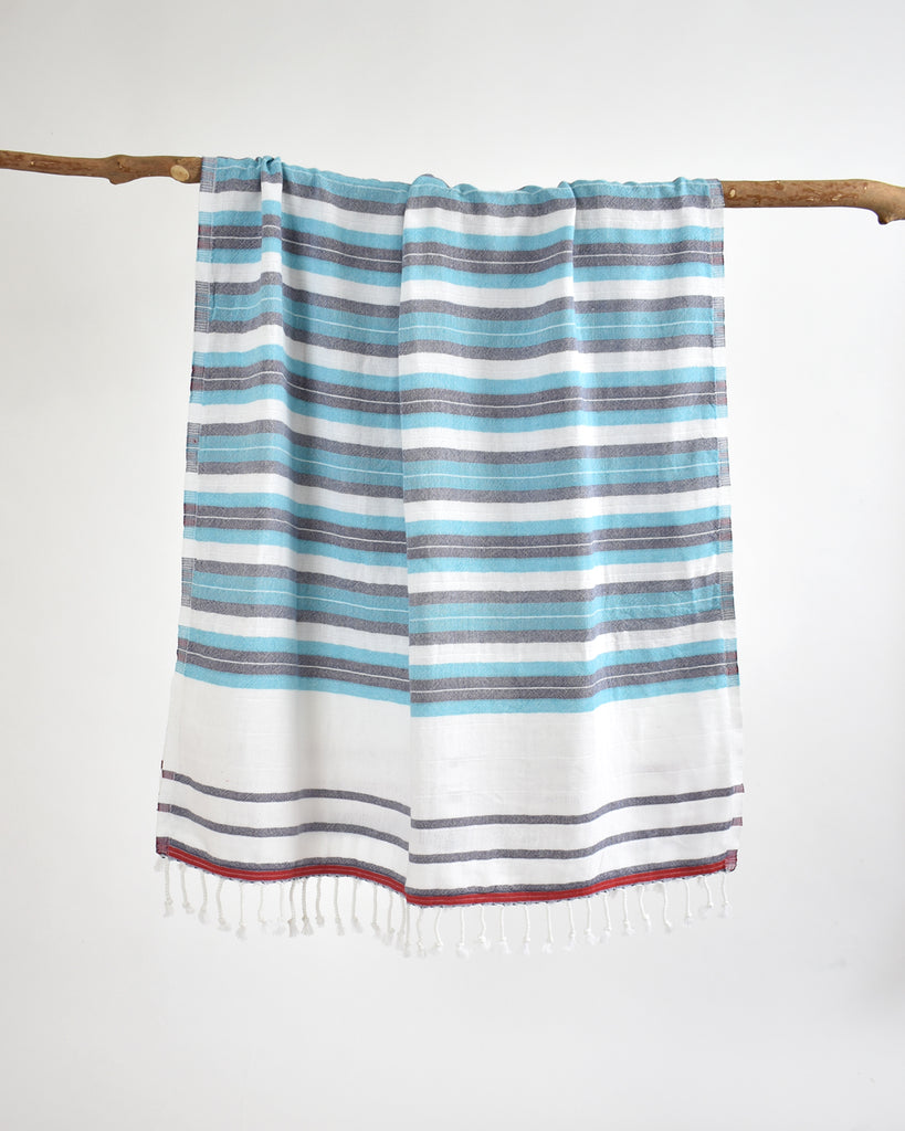 Turquoise & Navy Bath Towel – Muson Collection