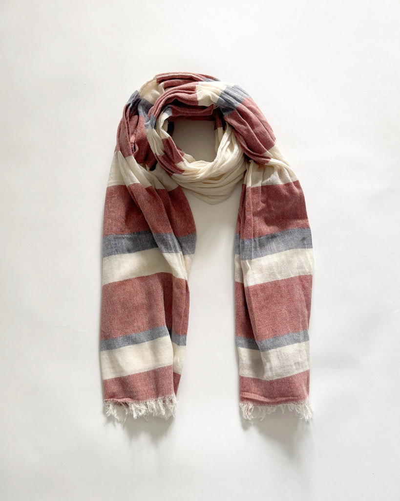 Cotton Scarf Cabana Striped - Red and Blue