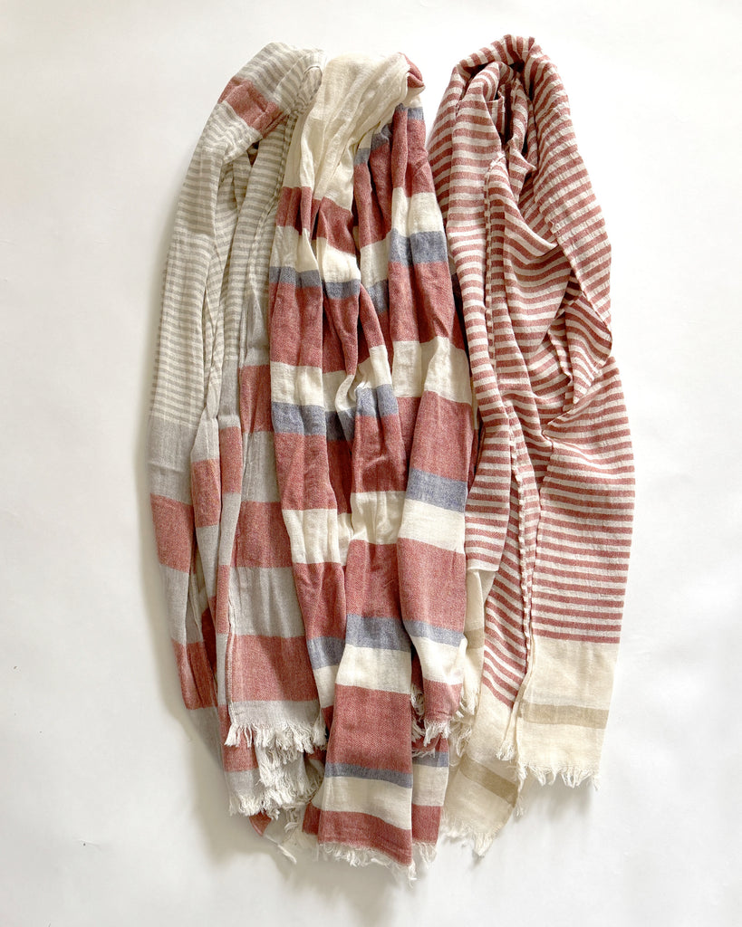 Cotton Scarf Cabana Striped - Red and Blue