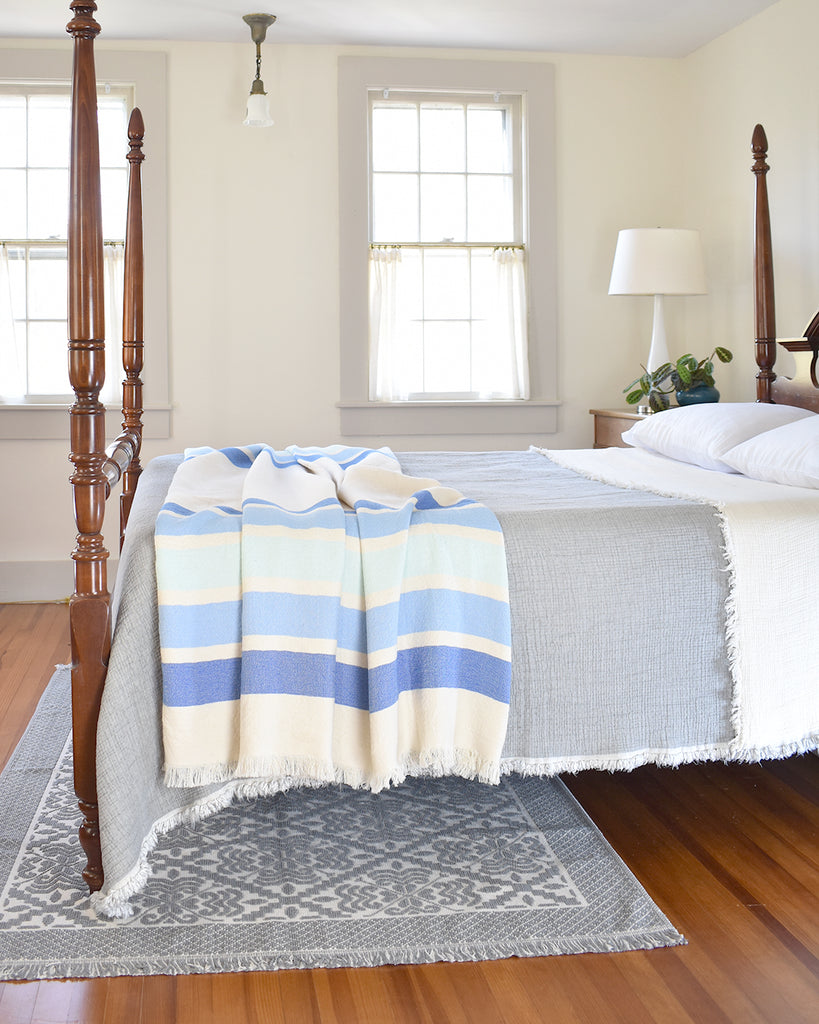 Stripes Cotton Throw - Blue