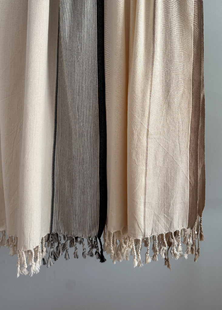 Ecru Black Bath Towel - Valley Collection