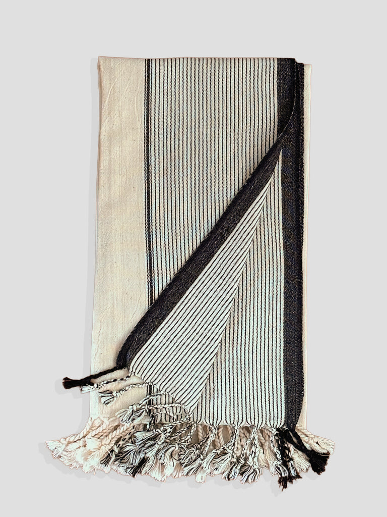 Ecru Black Bath Towel - Valley Collection