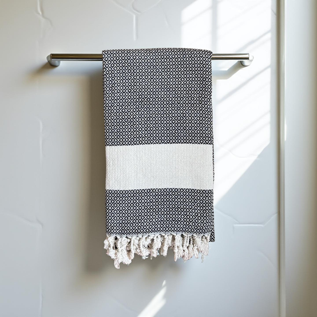 Black Bath Towel - Diamond Collection