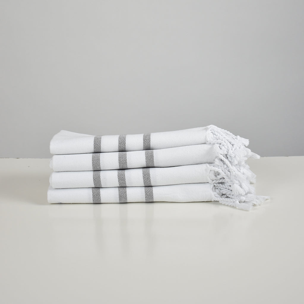 4-Pack White with Grey Hand Towel – Antiochia Collection