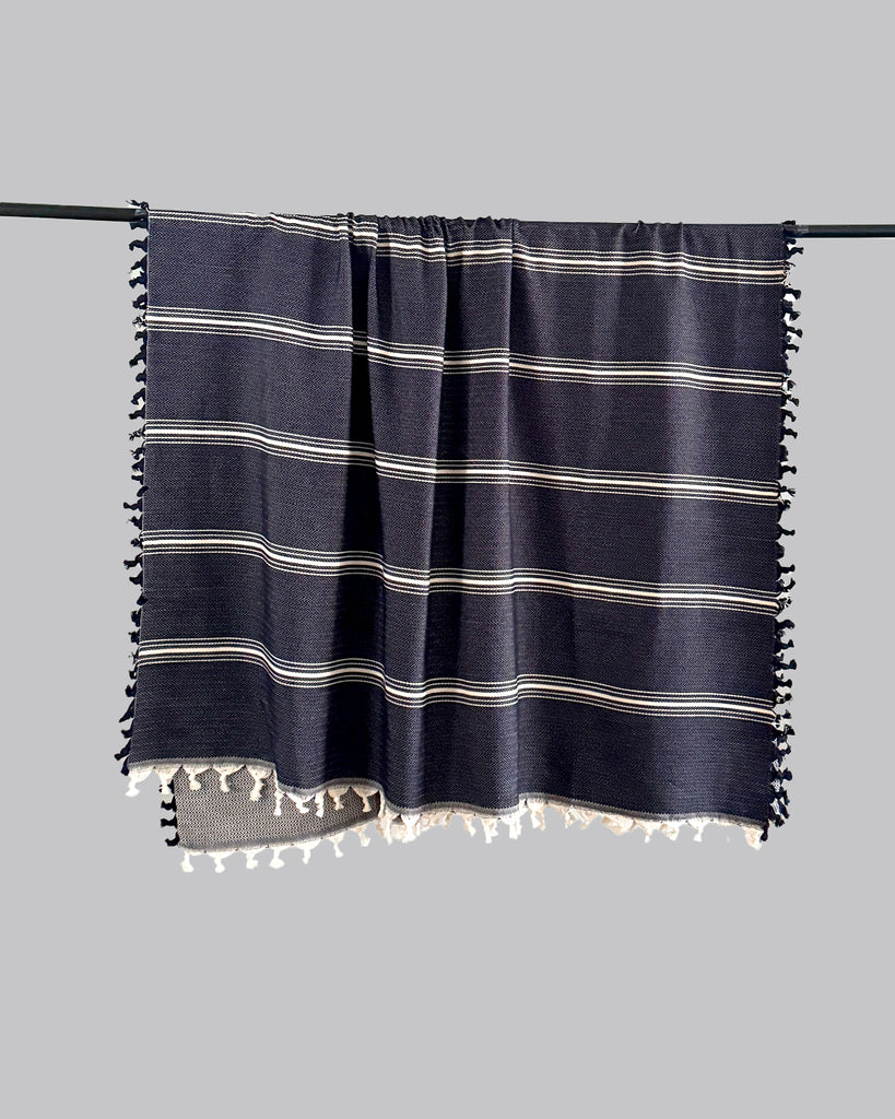 Luna Cotton Throw - Navy