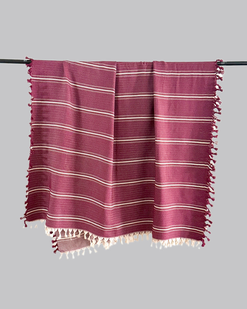 Luna Cotton Throw - Burgundy