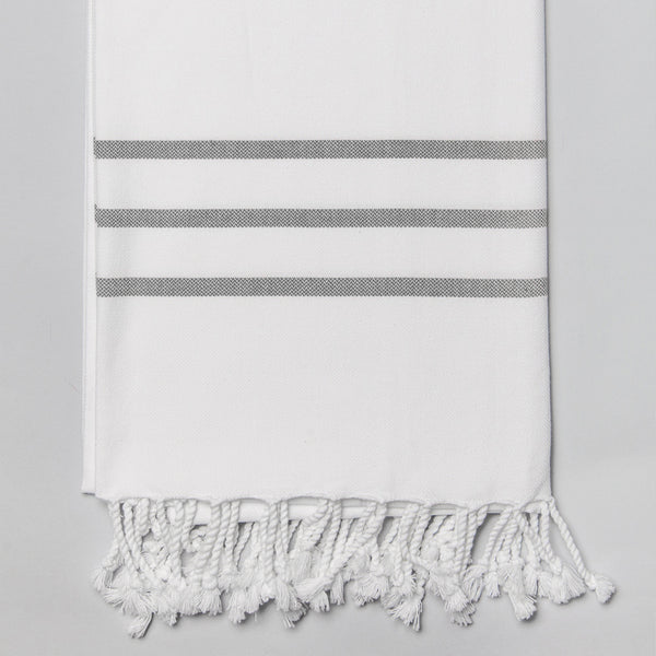 White with Grey Hand Towel – Antiochia Collection – Antiochia Home