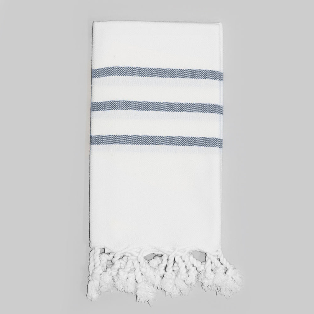 White with Navy Hand Towel – Antiochia Collection