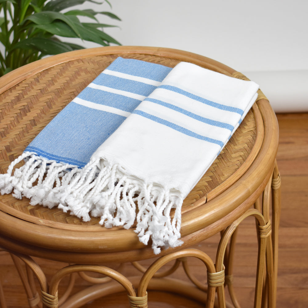 White with Royal Blue Hand Towel – Antiochia Collection