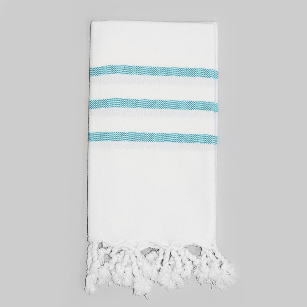 White with Teal Hand Towel – Antiochia Collection