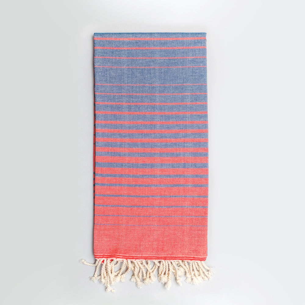 Coral & Navy Bath Towel – Illusion Collection
