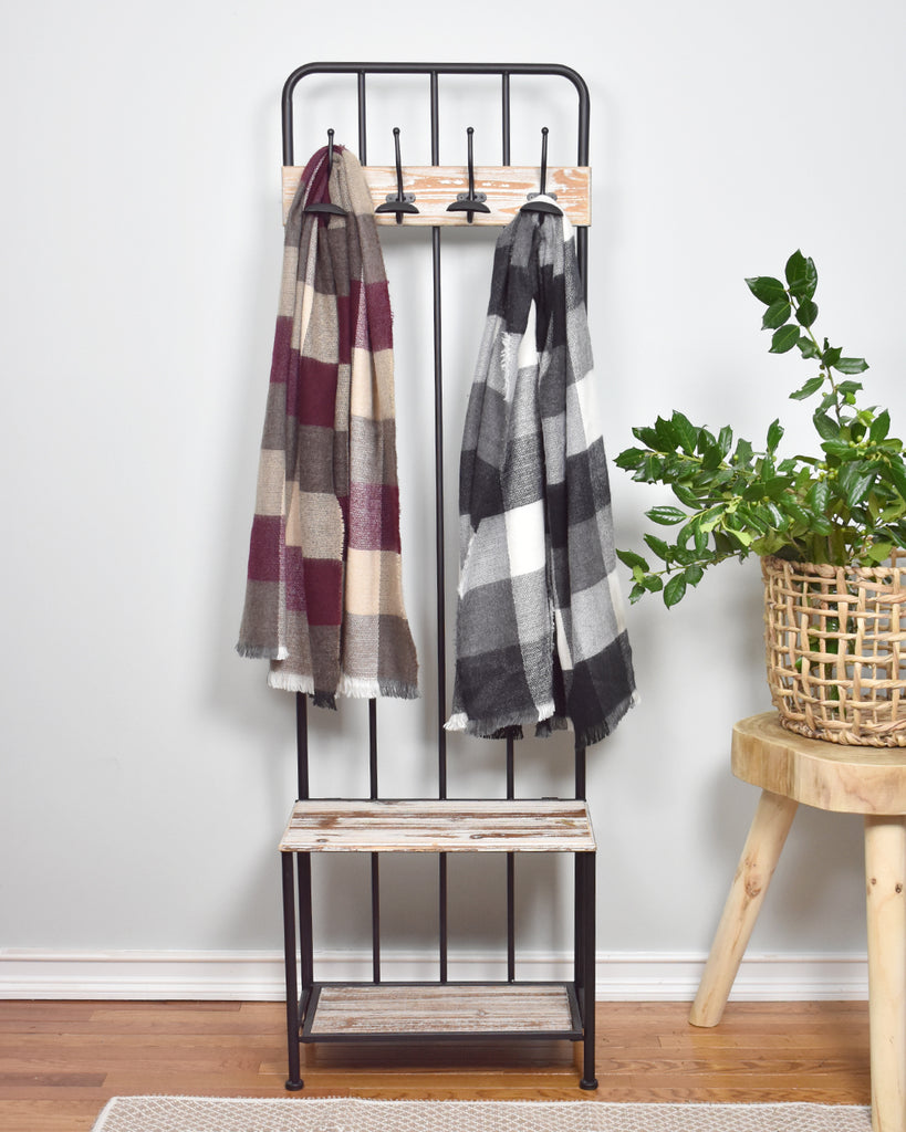 Buffalo Check Scarf – Maroon
