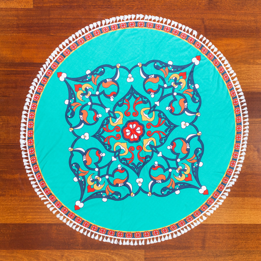 Round Terry Towel – Teal Multi