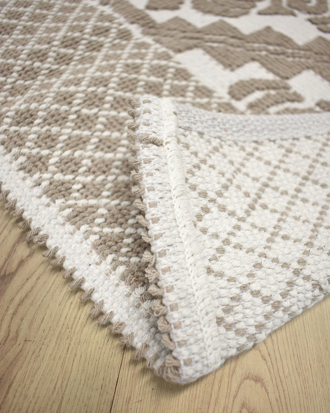 Cotton Flatweave Bath Mat - Taupe Large by MK Objects