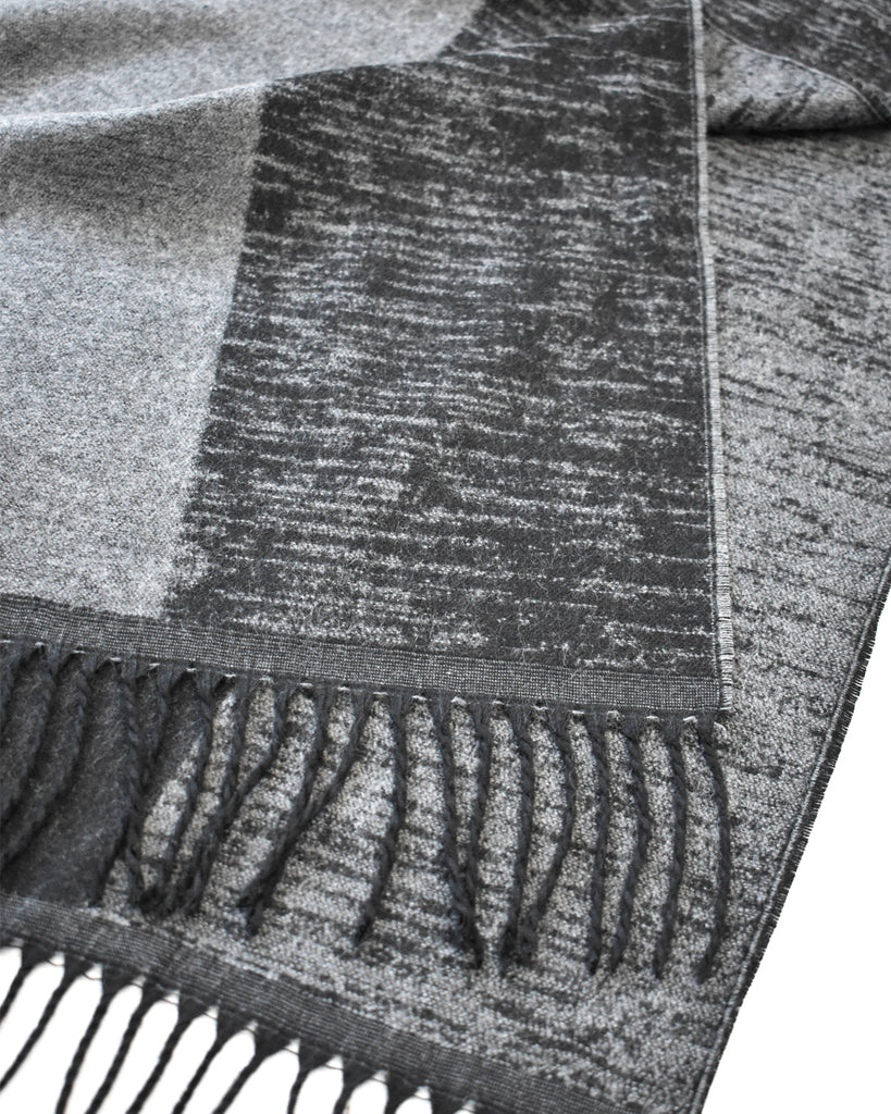 Wide Stripe Scarf – Black & Grey